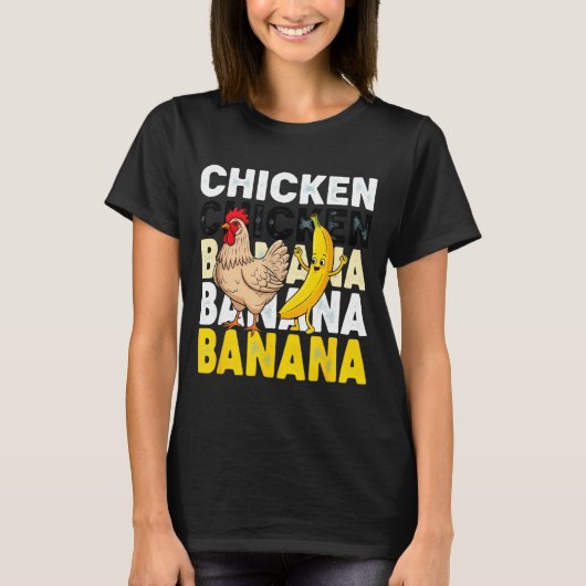 T-shirt Funny Chicken Banana Dance Meme For Kids &amp; Adu (Devant)