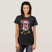 T-shirt Funny Chicken Christmas Tree Lights Santa Hat Xmas (Devant entier)