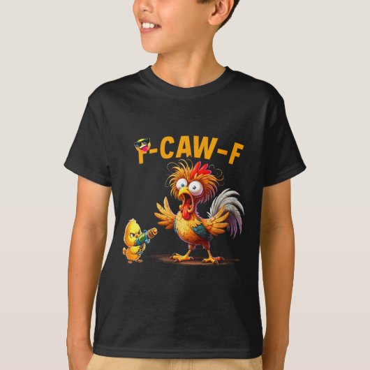 T-shirt Funny Chicken Humor Quote Rooster Meme Caw F For M (Devant)