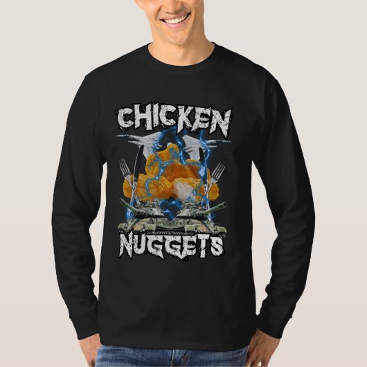 T-shirt Funny Chicken Nugget Bootleg Hardcore Flames mème (Devant)