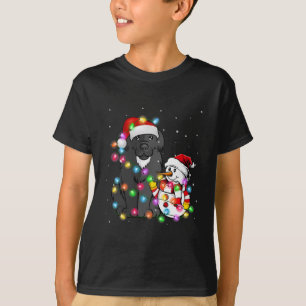 T-shirt Funny Chien de Terre-Neuve Christmas Snowman Lig