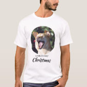 T-shirt Funny Chien First Christmas Photo personnalisée Ch (Devant)