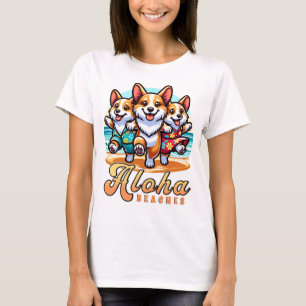 T-shirt Funny Chiens De Corgi Aloha Plages Vacances Été