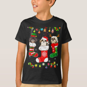 T-shirt Funny Chih Tzu Chien Lumières de Noël Chien Chien 