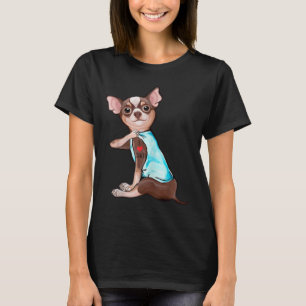 T-shirt Funny Chihuahua Chien I Love Papa Tattoo Funny Chi