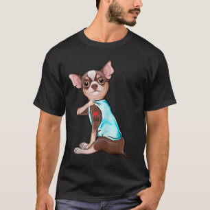 T-shirt Funny Chihuahua Chien I Love Papa Tattoo Funny Chi