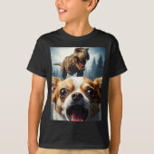 T-shirt Funny Chihuahua Dog Selfie With T-rex Women Men Ki (Devant)