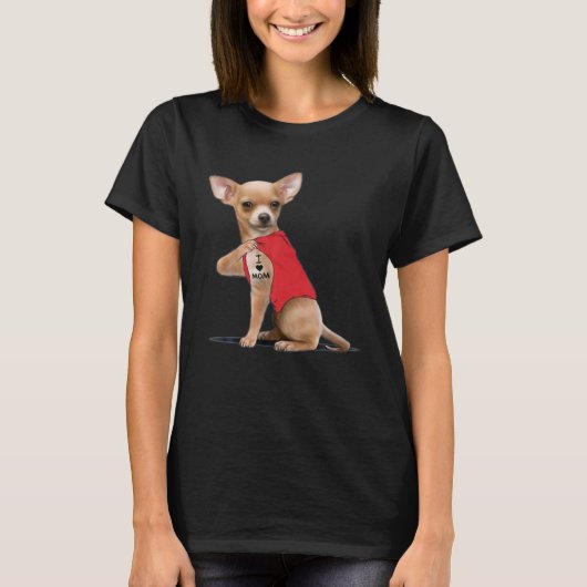 T-shirt Funny Chihuahua I Love Maman Tattoo Amoureux des c (Devant)