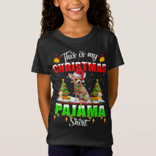 T-Shirt Funny Chihuahua Noël Pyjama Santa Hat Noël