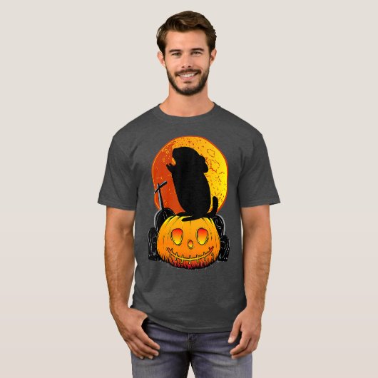 T-shirt Funny Chinchilla sur Citrouille Howling sur Moon F (Devant entier)