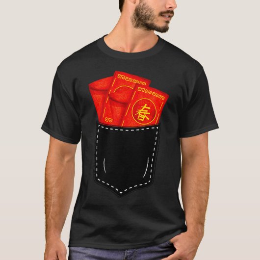 T-shirt Funny Chinese New Year Fake Cket Red Envelopes Luc (Devant)