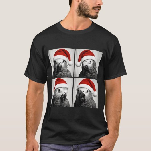 T-shirt Funny Christmas African G Parrot Santa Photo Booth (Devant)