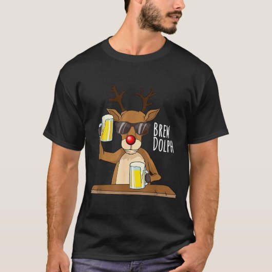 T-shirt Funny Christmas Alcohol Shirt. Brew Dolph Beer Dri (Devant)
