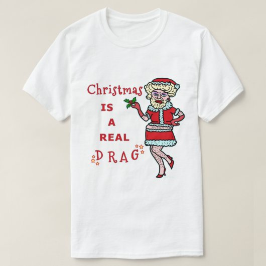 T-shirt Funny Christmas Bah Humbug Père Noël dans Drag (Design devant)