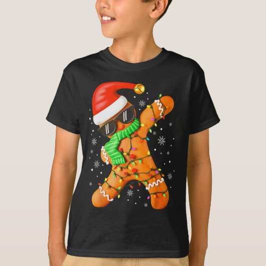 T-shirt Funny Christmas Boys Kids Dabbing Gingerbread Xmas (Devant)