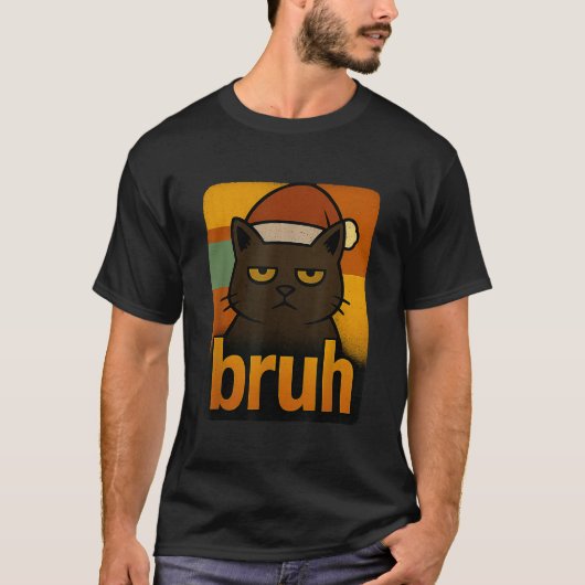 T-shirt Funny Christmas Cat Bruh Cool de mème (Devant)