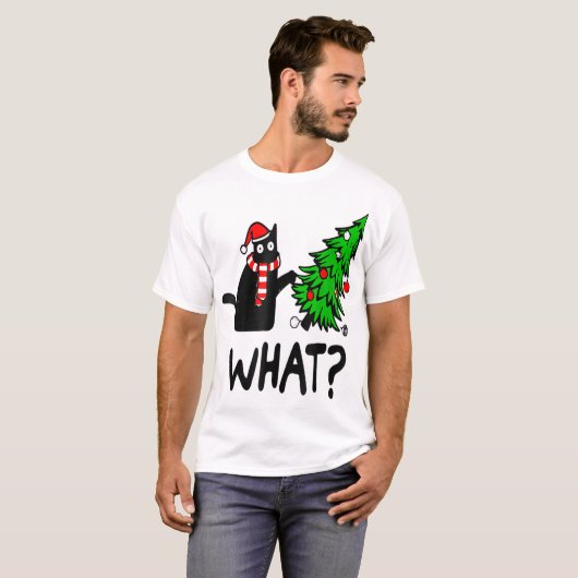 T-shirt Funny Christmas Cat Tree Design (Devant entier)