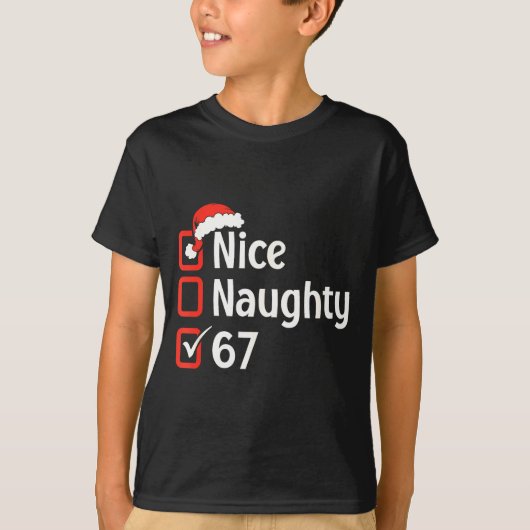 T-shirt Funny Christmas Checked List Nice Naughty 6 7 Meme (Devant)