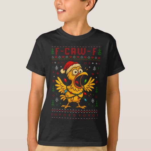 T-shirt Funny Christmas Chicken F-caw-f Rooster Meme Humor (Devant)