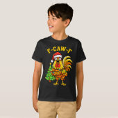 T-shirt Funny Christmas Chicken Lights Santa Hat F-caw-f  (Devant entier)