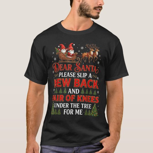 T-shirt Funny Christmas Dear Santa Please Slip A New Back (Devant)