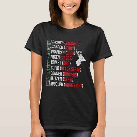 T-shirt Funny Christmas Deer Hunters Santas Reindeer Meat (Devant)