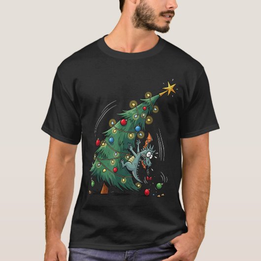 T-shirt Funny Christmas Dragon Wrecking The Tree Holiday P (Devant)