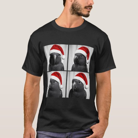 T-shirt Funny Christmas Eclectus Parrot Santa Photo Booth  (Devant)