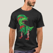 T-shirt Funny Christmas Elf T-Rex (Devant)