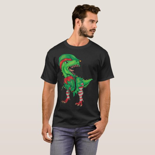 T-shirt Funny Christmas Elf T-Rex (Devant entier)