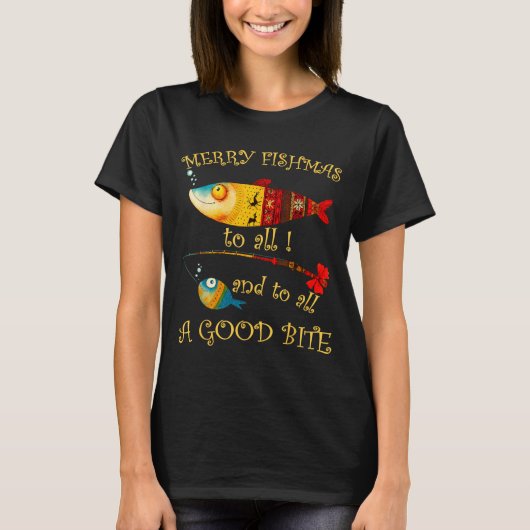 T-shirt Funny Christmas Fisherman's Merry Fishmas To All F (Devant)