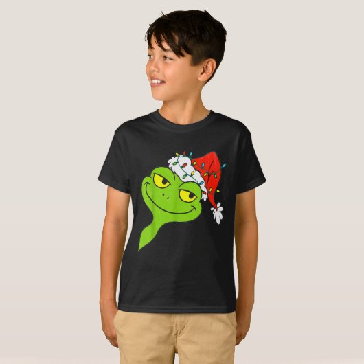 T-shirt Funny Christmas Frog Wearing Santa Hat And Lights (Devant entier)