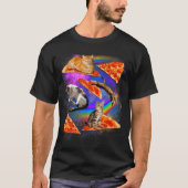 T-shirt Funny Christmas Galaxy Cat In Space Cat Riding Zza (Devant)