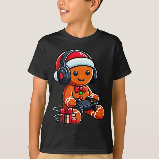 T-shirt Funny Christmas Gamer Gingerbread Xmas Gaming Men (Devant)