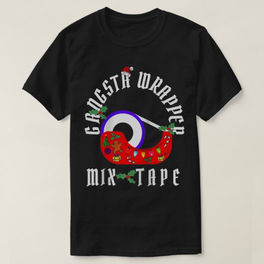 T-shirt Funny Christmas Gangsta Wrapper Mi Tape Design 3 (Design devant)