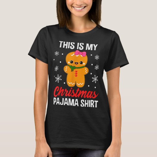 T-shirt Funny Christmas Gingerbread Man Pajama Pj Outfit G (Devant)