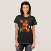 T-shirt Funny Christmas Gingerbread Man Playing Baseball C (Devant entier)