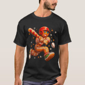 T-shirt Funny Christmas Gingerbread Man Playing Baseball C (Devant)