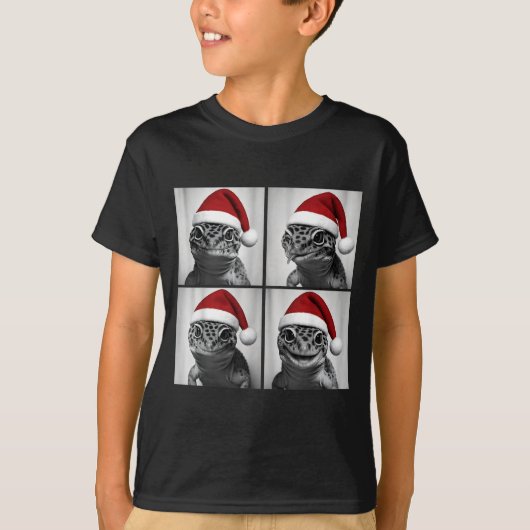 T-shirt Funny Christmas Leopard Gecko Santa Photo Booth  (Devant)