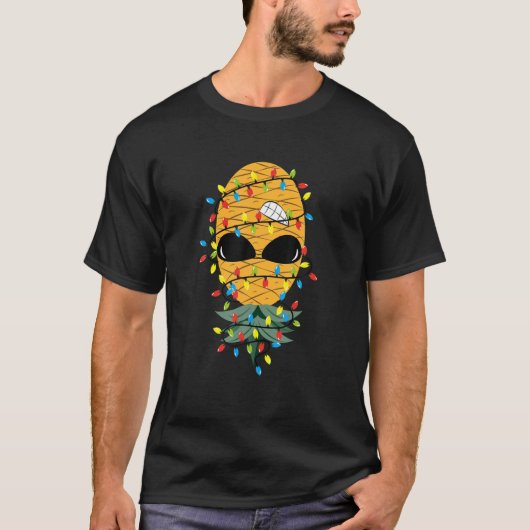 T-shirt Funny Christmas Lights Upside Down Pineapple Swing (Devant)