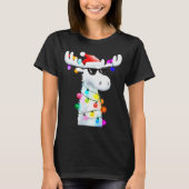 T-shirt Funny Christmas Moose With Sungles And Holiday Lig (Devant)