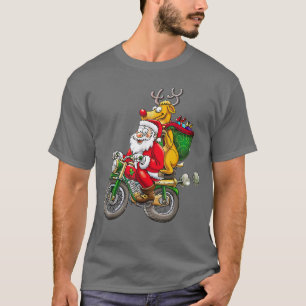 T-shirt Funny Christmas Mountain Bike Santa Claus Biking
