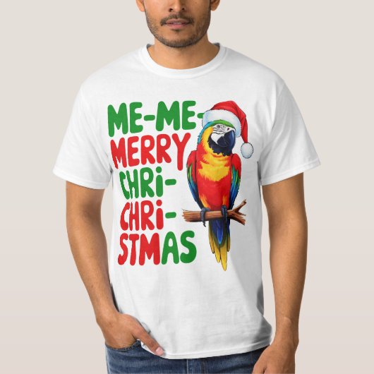 T-SHIRT FUNNY CHRISTMAS PARROT (Devant)
