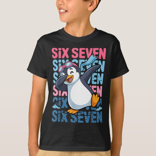 T-shirt Funny Christmas Penguin Dabbing Xmas Dab Six Seven (Devant)