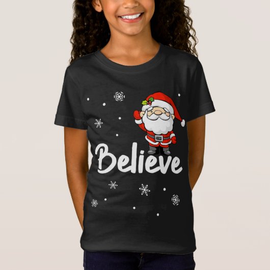 T-Shirt Funny Christmas Père Noël Believe (Devant)