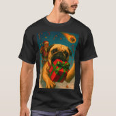 T-shirt Funny Christmas Pug Shirt - Selfie With Santa Xmas (Devant)