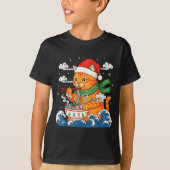 T-shirt Funny Christmas Ramen Cat Eating Noodles Japanese (Devant)
