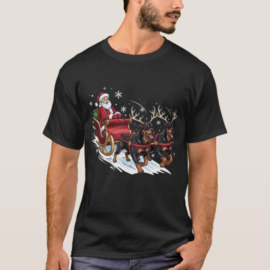 T-shirt Funny Christmas Rottweiler Dogs Lover Xmas (Devant)