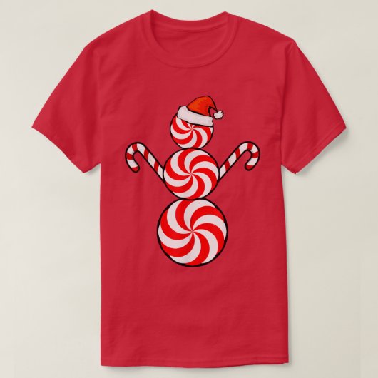 T-shirt Funny Christmas s Peppermint Candy Snowman (Design devant)