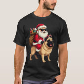 T-shirt Funny Christmas Santa Riding Pug (Devant)